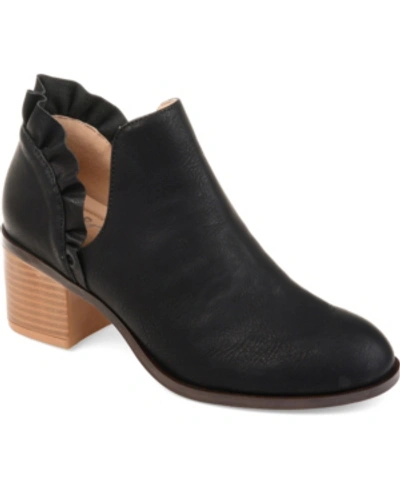 Journee Collection Women's Lennie Ruffle Detail Stacked Block Heel Booties In Black