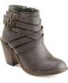 Journee Collection Women's Strap Wide Width Round Toe Stacked Heel Dress Booties In Grey