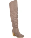 Journee Collection Kaison Womens Faux Suede Wide Calf Thigh-high Boots In Taupe