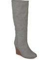 Journee Collection Women's Langly Wide Calf Knee High Wedge Boots In Grey