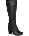 JOURNEE COLLECTION WOMEN'S CARVER WIDE CALF BLOCK HEEL KNEE HIGH BOOTS