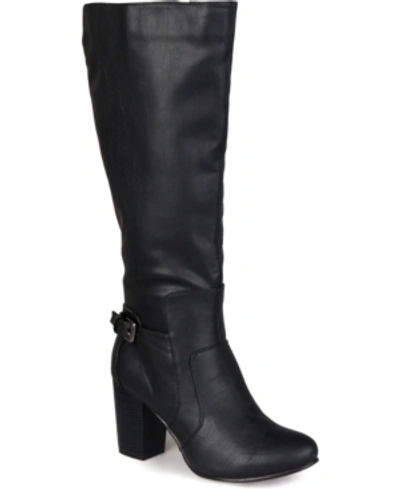 Journee Collection Women's Carver Wide Calf Block Heel Knee High Boots In Black