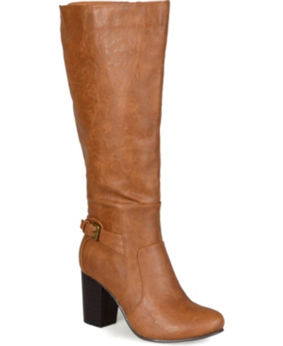 JOURNEE COLLECTION WOMEN'S CARVER WIDE CALF BLOCK HEEL KNEE HIGH BOOTS