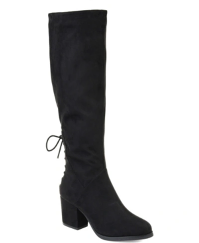 JOURNEE COLLECTION WOMEN'S LEEDA WIDE CALF LACE UP DETAIL KNEE HIGH BOOTS