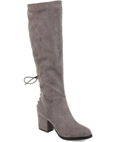 Journee Collection Leeda Womens Faux Suede Round Toe Over-the-knee Boots In Grey