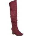 Journee Collection Kaison Womens Faux Suede Almond Toe Over-the-knee Boots In Wine