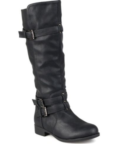 Journee Collection Bite Ruched Riding Boot In Black