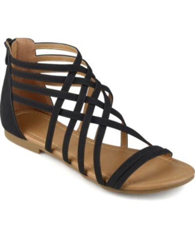 Journee Collection Women's Hanni Wide Width Crisscross Strappy Flat Sandals In Black