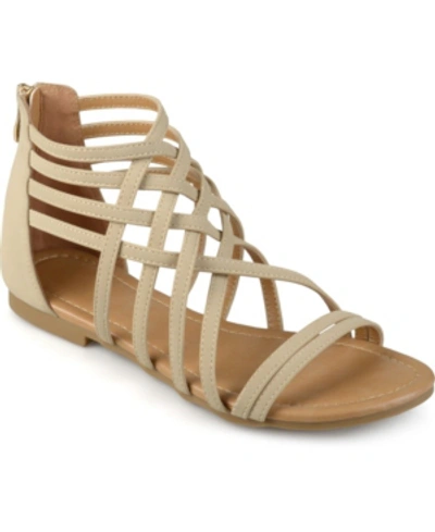 Journee Collection Women's Hanni Wide Width Crisscross Strappy Flat Sandals In Nude Or Na
