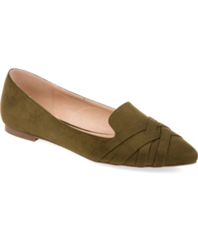 Journee Collection Women's Mindee Pointed Toe Flats In Olive