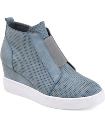 Journee Collection Clara Wedge Sneaker In Blue