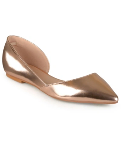 Journee Collection Women's Cortni Pointed Toe D'orsay Flats In Gold