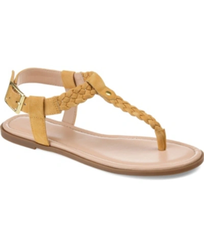 Journee Collection Genevive Womens Faux Leather Braided T-strap Sandals In Mustard
