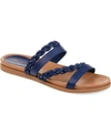 Journee Collection Women's Colette Braided Strappy Open Toe Flat Sandals In Blue