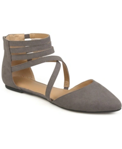 Journee Collection Women's Marlee Strappy Pointed Toe Flats In Grey
