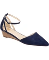 Journee Collection Arkie Womens Faux Suede Ankle Strap Wedge Heels In Blue