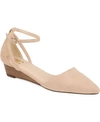 Journee Collection Arkie Womens Faux Suede Ankle Strap Wedges In Nude Or Na