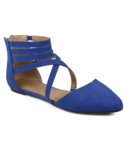 Journee Collection Women's Marlee Strappy Pointed Toe Flats In Blue
