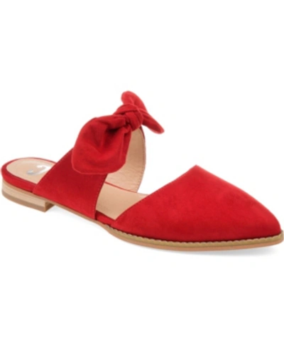 JOURNEE COLLECTION WOMEN'S TELULAH BOW SLIP ON FLAT MULES