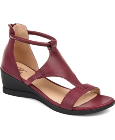 Journee Collection Women's Trayle Wedge Sandals In Wine