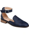 Journee Collection Loreta Womens Solid Ankle Strap Flats In Navy