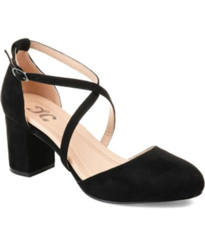 Journee Collection Foster Womens Round Toe Ankle Strap Slingback Heels In Black