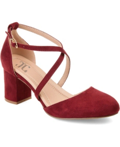 Journee Collection Foster Womens Round Toe Ankle Strap Slingback Heels In Red