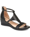 Journee Collection Womens Faux Leather Open Toe Wedge Sandals In Black