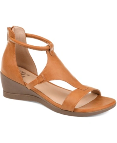 Journee Collection Women's Wide Width Trayle Sandal Wedge In Brown