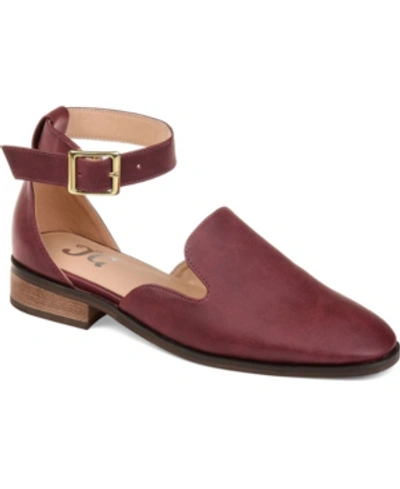 Journee Collection Journee Loreta Ankle Buckle Flat In Wine