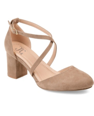 Journee Collection Foster Womens Round Toe Ankle Strap Slingback Heels In Taupe