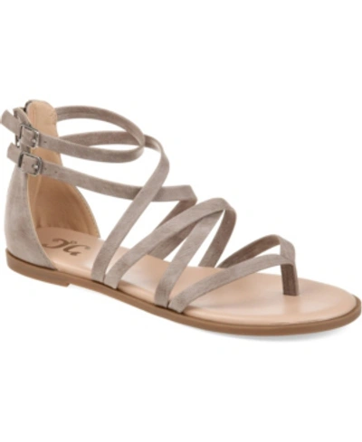 Journee Collection Women's Zailie Strappy Gladiator Flat Sandals In Taupe