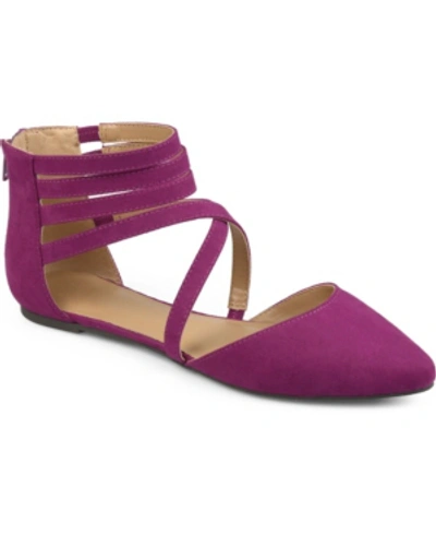 Journee Collection Women's Marlee Strappy Pointed Toe Flats In Purple
