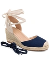 Journee Collection Monte Womens Wedge Ankle Strap Espadrilles In Blue
