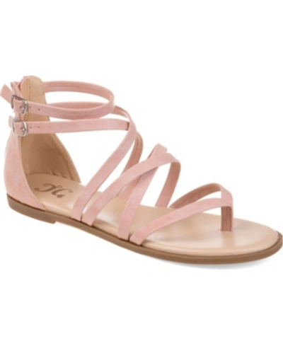 Journee Collection Women's Zailie Strappy Gladiator Flat Sandals In Pink