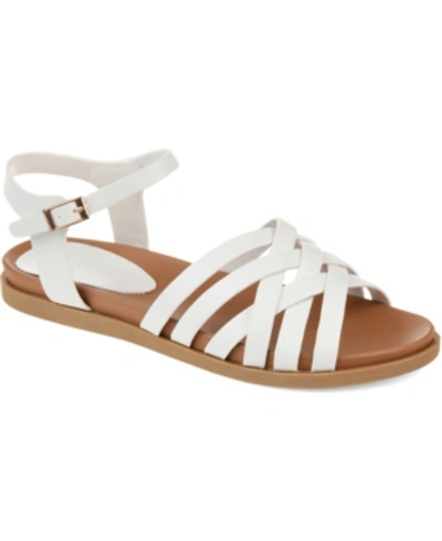 Journee Collection Women's Kimmie Strappy Flat Sandals In White
