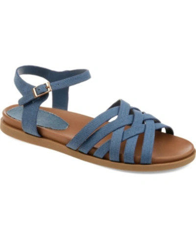 Journee Collection Women's Kimmie Strappy Flat Sandals In Blue
