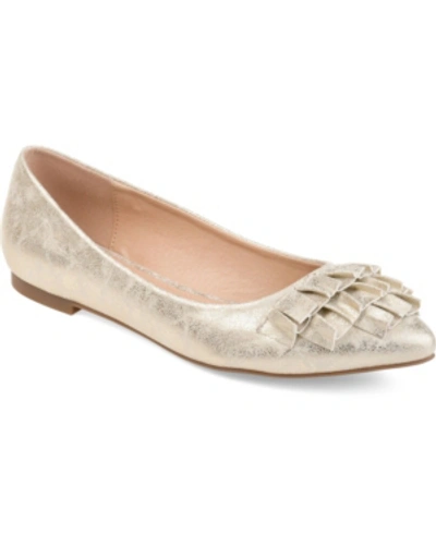 Journee Collection Women's Judy Ruffled Ballet Flats In Gold