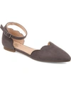 Journee Collection Womens Lana Buckle Pointed Toe Ballet Flats In Grey