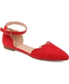Journee Collection Women's Lana Scalloped Edge Ankle Strap Flats In Red