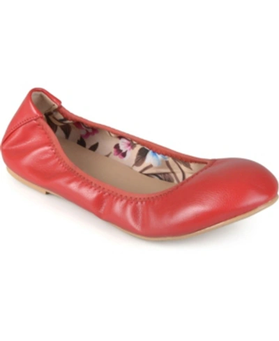 Journee Collection Lindy Womens Faux Leather Round Toe Ballet Flats In Red