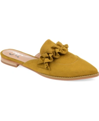 Journee Collection Kessie Womens Faux Suede Slides Loafer Mule In Yellow