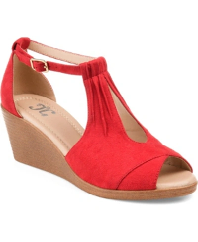 Journee Collection Women's Kedzie Wedge Sandals In Red