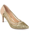 Journee Collection Kalani Womens Pointed Stiletto Heel Pumps In Gold