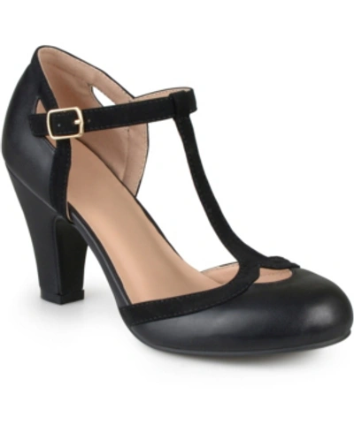 Journee Collection Women's Olina T Strap Round Toe Pumps In Black