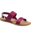 Journee Collection Women's Lavine Double Strap Flat Sandals In Raspberry- Faux Leather- Polyurethane