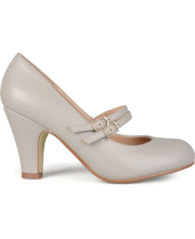 Journee Collection Womens Windy Double Strap Round Toe Block Heel Mary Jane Pumps In Gray