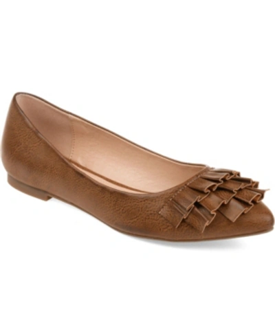 Journee Collection Women's Judy Ruffled Ballet Flats In Tan