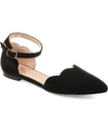 Journee Collection Women's Lana Scalloped Edge Ankle Strap Flats In Black