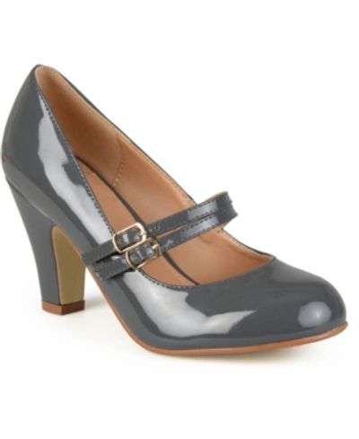 Journee Collection Women's Wendy Double Strap Heels Women's Shoes In Grey